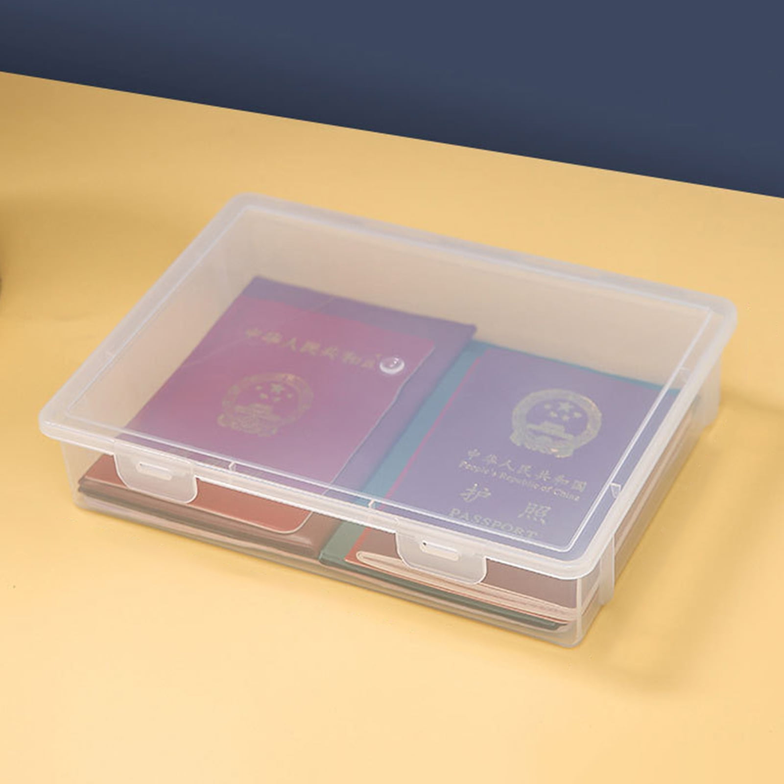Dustproof Document Storage Container Transparent Plastic Box for Data Certificate Stationery