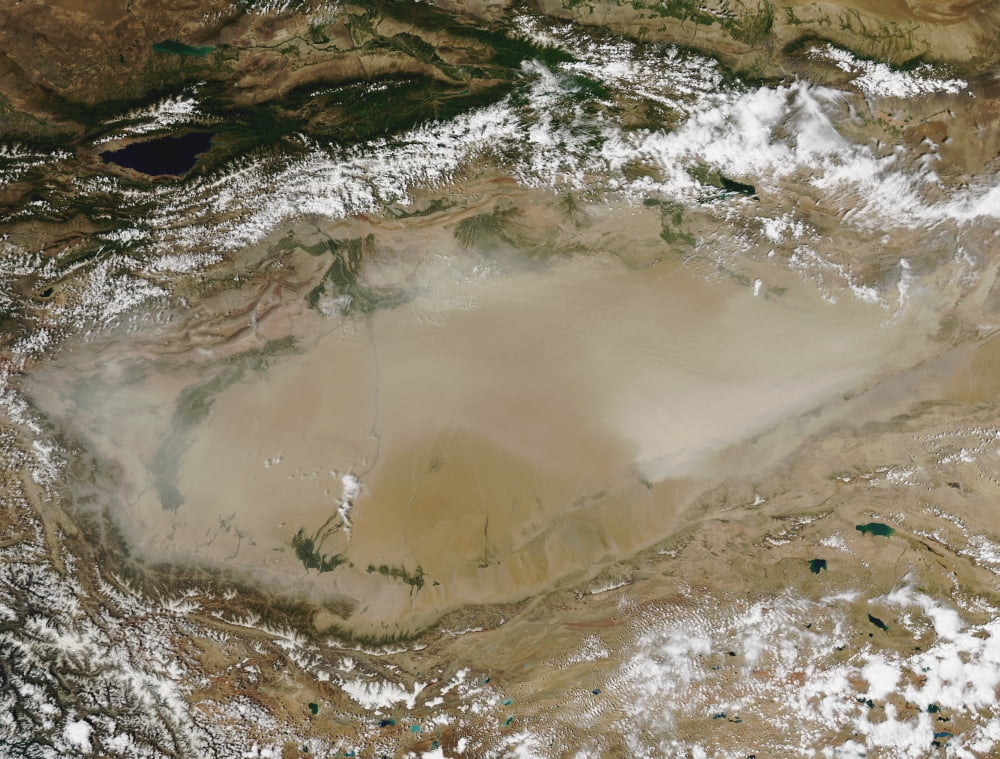 Dust storm in Taklimakan Desert Western China Canvas Art - Stocktrek Images (32 x 24)