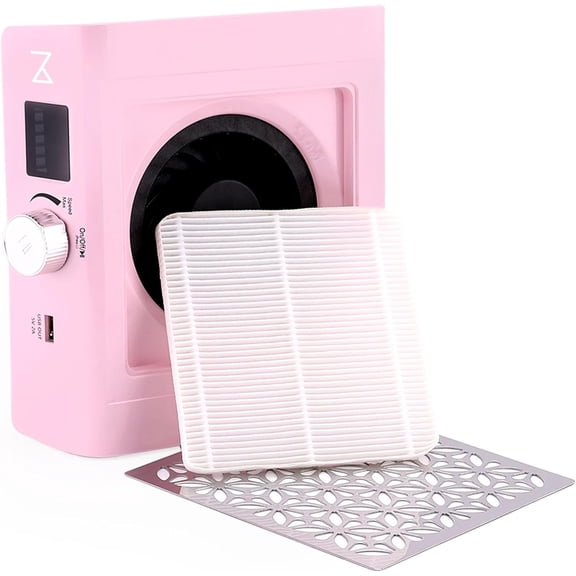- DustPro Cordless Rechargeable Nail Dust Collector | 45K RP Powerful Suction | Ultra-Quiet Brushless Nail Vacuum with Reusable Filter | Professional & Home Salon Use (Pink)