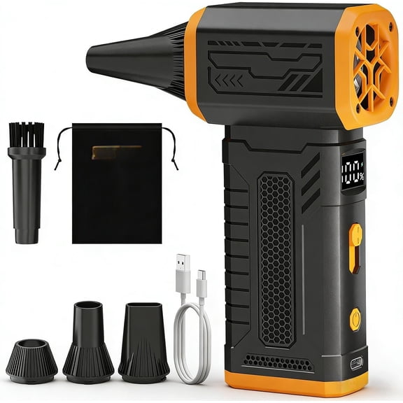 Duster, 130K RPM Cordless Electric Mini Blower with Display, 10-Gear Adjustable Jet Fan with , Rechargeable Dust Blower for , Outdoor and (Black, Blow)