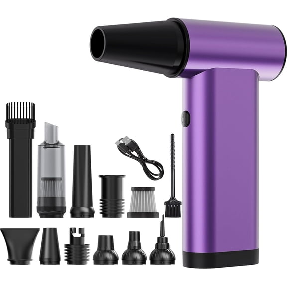 Duster , 3 in 1 Duster Brushless , Mini Cordless Air Blower 3-Gear Adjustable, Turbo Jet Fan with Light, Handheld Vacuum Cleaner for PC//Outdoor/