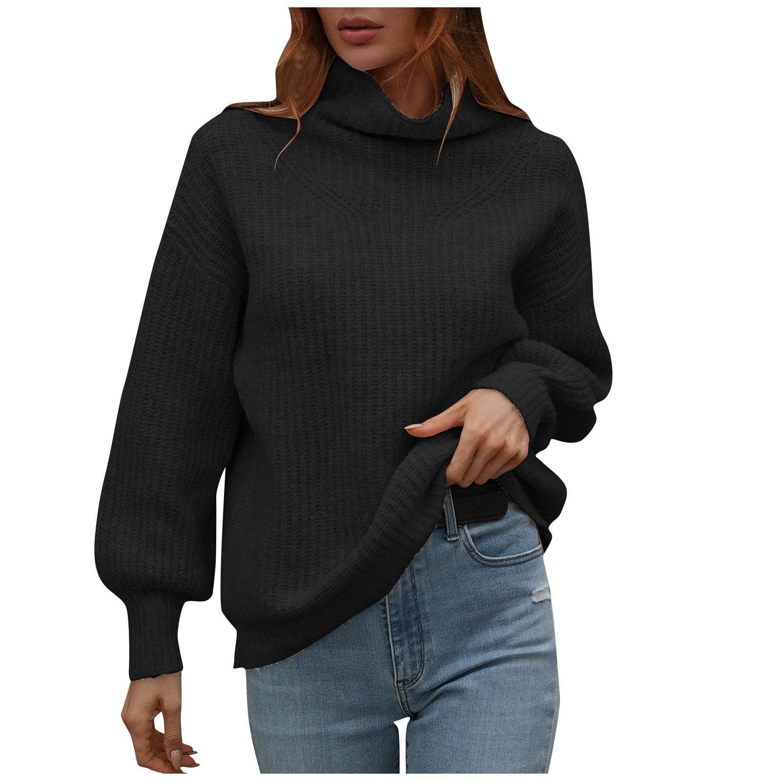  JIOEEH Sweater Coats for Women Fit Mid Long Double womens  crewneck sweatshirt girl stuff under 5 dollars bulk tshirts for printing  wholesale clearance maternity clothes $1 stuff deal of the Black 