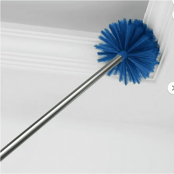 Duster with Extension Pole, Cobweb Duster with Extension Pole, Medium Stiff Bristles Cobweb Duster Head & 51.18 Inch Stainless Steel Pole Ceiling Fan Duster for Outdoor Indoor Cleaning