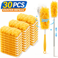 thumbnail image 1 of 30 Pack Duster Refills with Handle, Disposable Microfiber Duster Refills, Heavy Duty Electrostatic Dust Cleaner for Furniture, Blinds, Ceiling Fan and Corners, 1 of 8