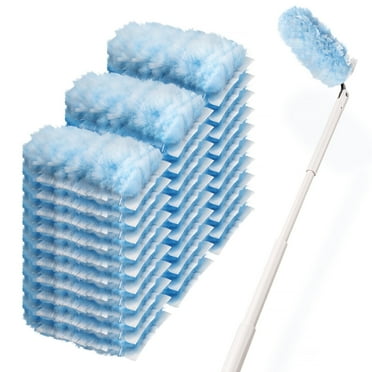 Duster Refills 360° for Swiffer 30 pcs & 1 Extended Handle Featuring 5x Powerful Dust Removal Disposable Feather Duster Multi Surface Refills Super Efficient Duster Kit Compatible with Swiffer Duster