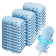 Duster Refills 360° for Swiffer 30 pcs & 1 Foldable Handle Featuring 5x Powerful Dust Removal Disposable Feather Duster Multi Surface Refills Super Efficient Duster Kit Compatible with Swiffer Duster