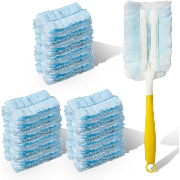 Duster Refills, Microfiber Cleaning Tools with 1 Handle, Heavy Duty Electrostatic Duster Replacement Head, Disposable Cleaning Supplies for Car, Kitchen, Bedroom, Furniture, Blinds(30PCS)