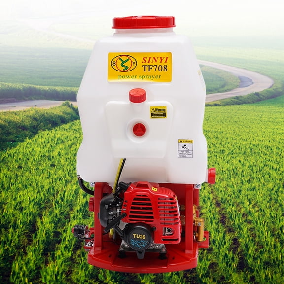 Duster Sprayer 20L Backpack Pump Sprayer Gas Powered High Pressure 0.7kW 25.4cc Adjustable Range 24ft for Garden Lawn Orchard Pest Control with Extension Wand and Triple Nozzle