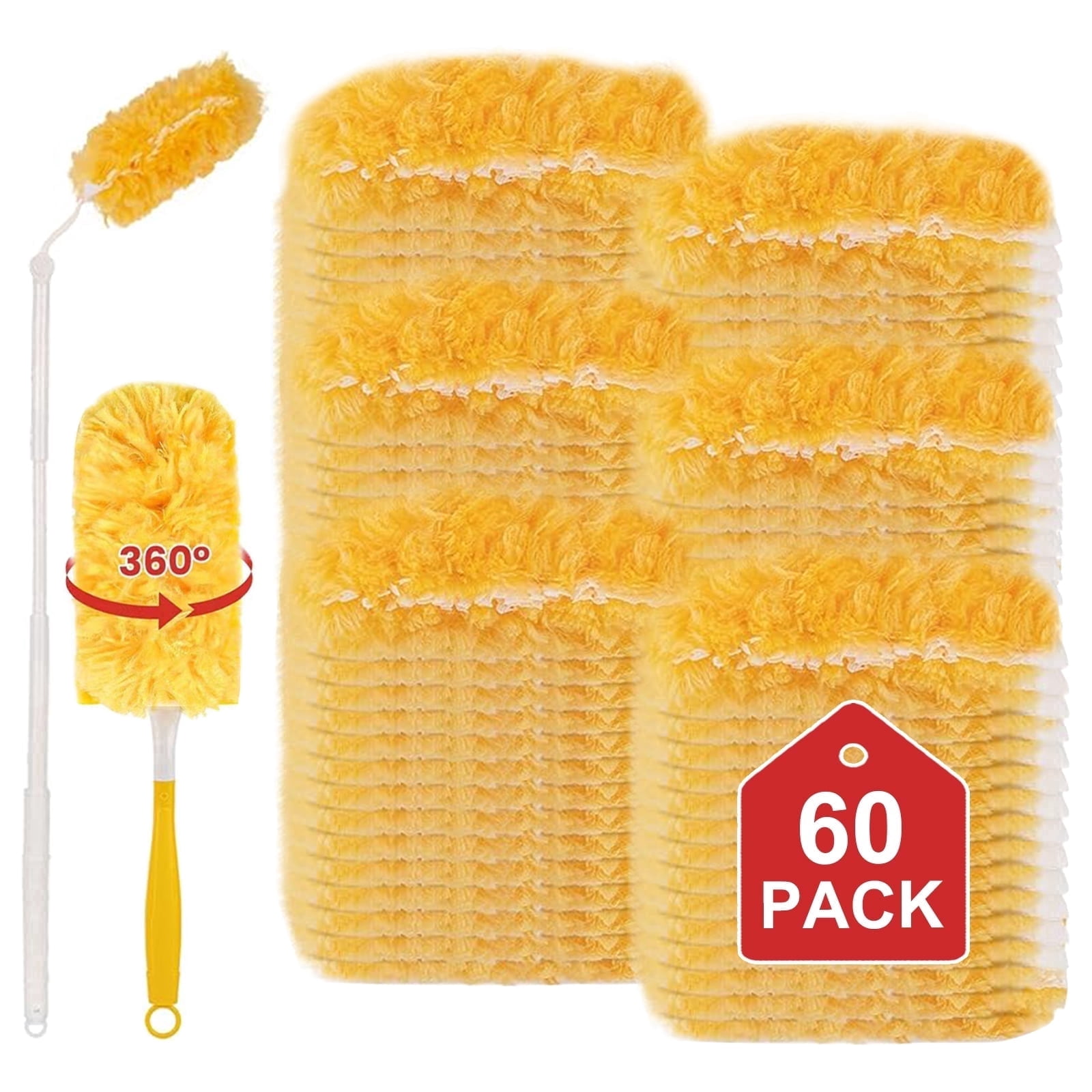 Efoee 60 Pcs 360° Dusters Refill,Disposable Microfiber Duster for ...