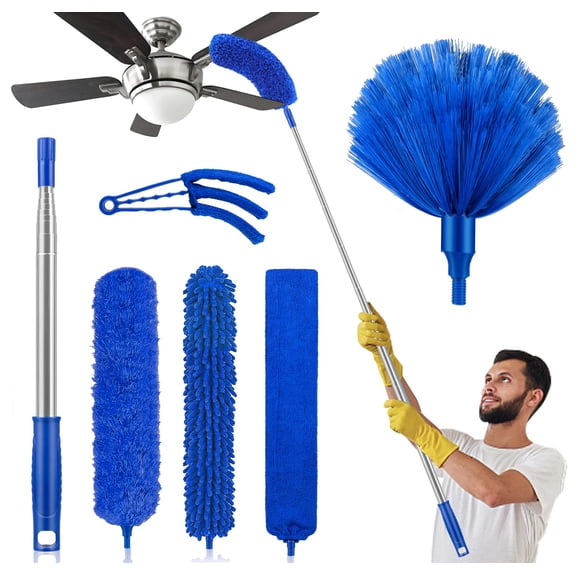 Dusters For Cleaning Duster With Extension Pole Microfiber Ceiling Fan Cobweb Long High Ceilings Wall Refrigerator Appliance Baseboard Home Furniture Blinds