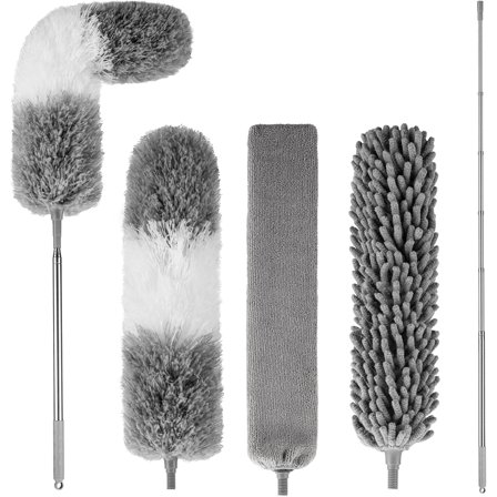 Dusters for Cleaning,Microfiber Duster Feather Duster with Extension Pole,4PCS Ceiling Fan Cleaner Duster,Long Duster Extended Handle,Blind Cleaner Dusting