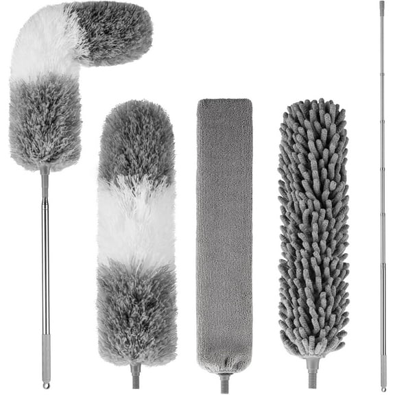 Dusters for Cleaning,Microfiber Duster Feather Duster with Extension Pole,4PCS Ceiling Fan Cleaner Duster,Long Duster Extended Handle,Blind Cleaner Dusting