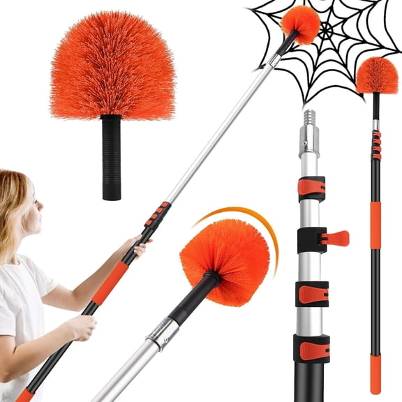 Dusters,Cobweb Duster with 5-20FT Extension Pole | Spider Web for Outdoor & Indoor Web Cleaning | Soft Bristle | Lightweight Extendable Handle | 3/4" Standard Acme Threaded Fits Cleaner Tool