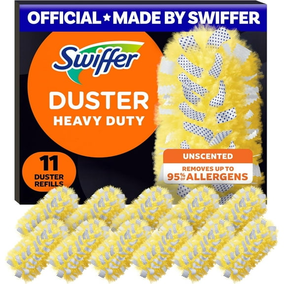 Dusters Refill for Cleaning, Feather & Microfiber Duster Disposable Alternative, For Dusting Furniture, Blinds, Ceiling Fans, Walls, Helps Remove Allergens, Heavy Duty, Unscented, 11ct