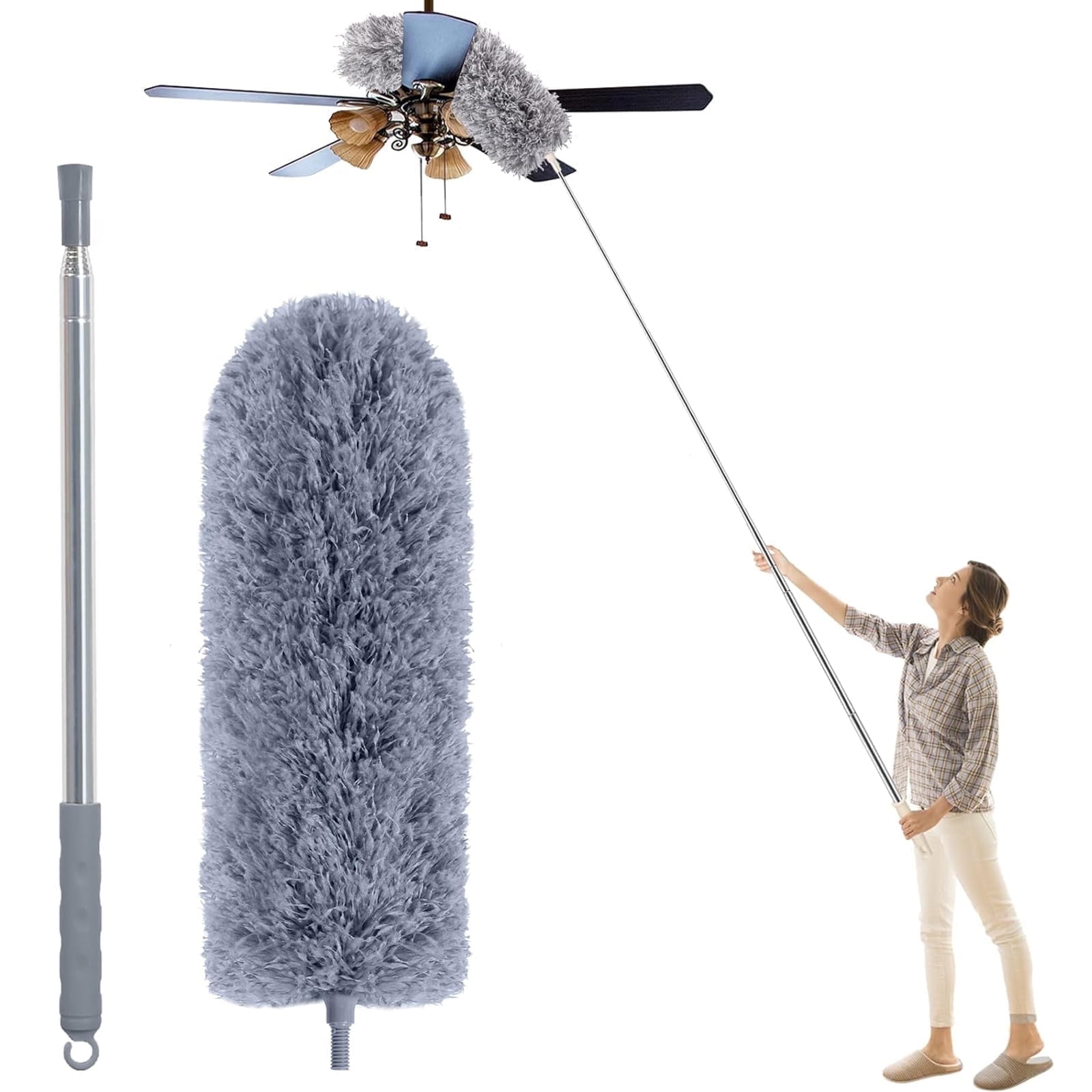 Dusters for Cleaning,Feather Duster with 110" Extension Handle for Cleaning High Ceiling,Furniture