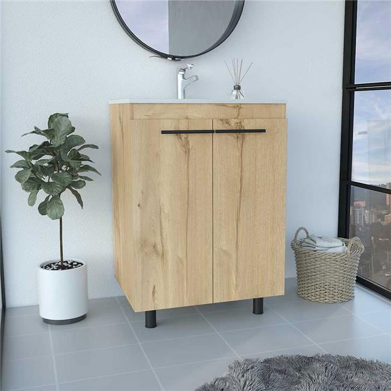 Dustin Free Standing Sink Cabinet, Light Oak - Walmart.com