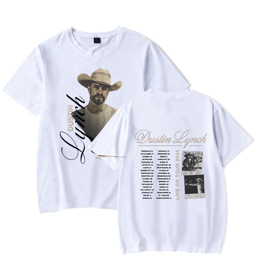 Dustin Lynch Merch LIVE ON TOUR 2024 Tshirts Unisex Trend Casual Short