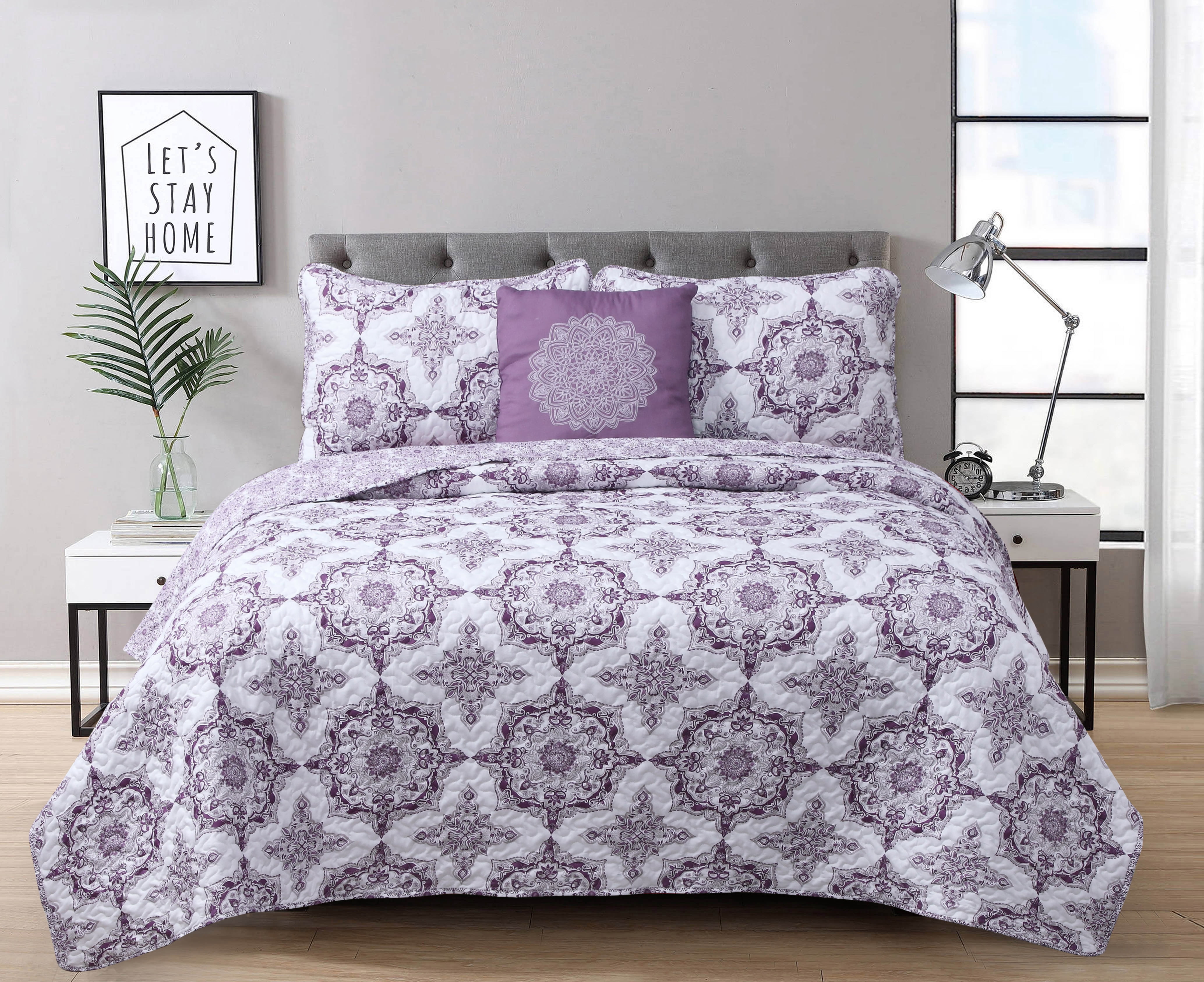 Dustin Purple 4-piece Quilt Set Full/Queen
