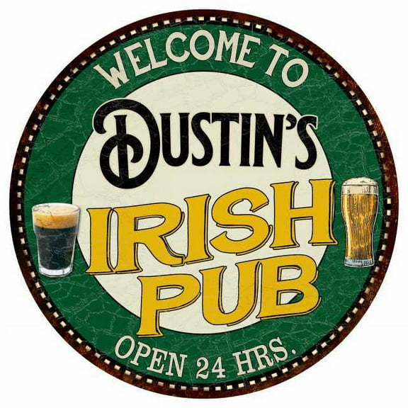 Dustin's Irish Pub 14" Round Metal Sign Kitchen Bar Wall Decor 100140036270