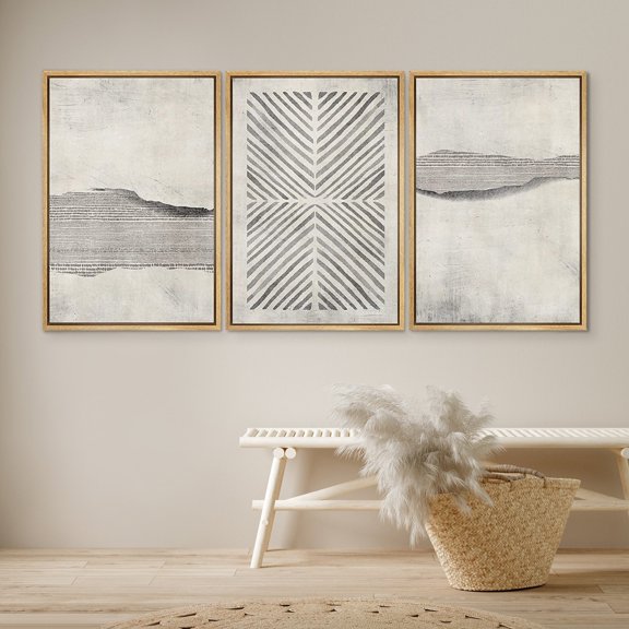 DustinWay Art Print Abstract Gray Line Art Prints Neutral Minimalist Modern Wall Decor Set 3