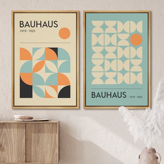 DustinWay Art Print Bauhaus Abstract Shapes Illustrations Mid Century Modern Wall Art Minimalist Decor Set 2