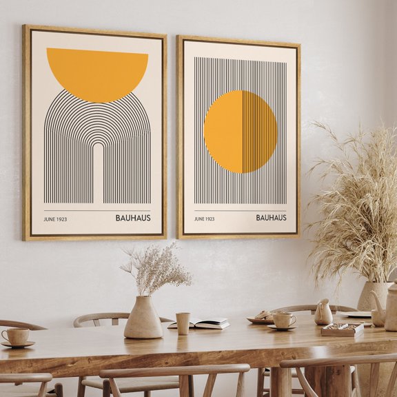 DustinWay Art Print Bauhaus Abstract Shapes Illustrations Mid Century Modern Wall Art Minimalist Decor Set 2