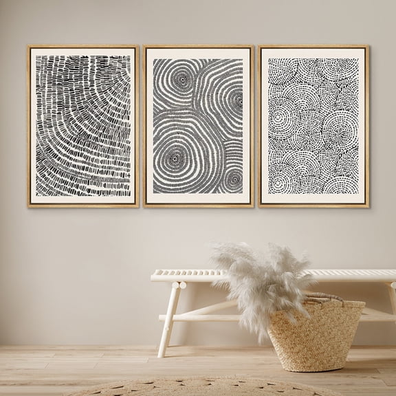 DustinWay Art Print Geometric Spiral Ring Circle Pattern Abstract Drawings Modern Art Neutral Minimalist Decor Set 3