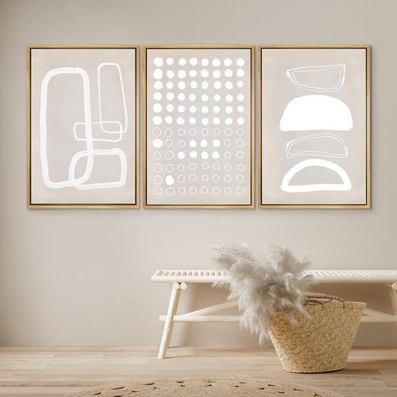 DustinWay Art Print White Geometric Polygons Abstract Shapes Illustration Modern Art Minimalist Decor Set 3