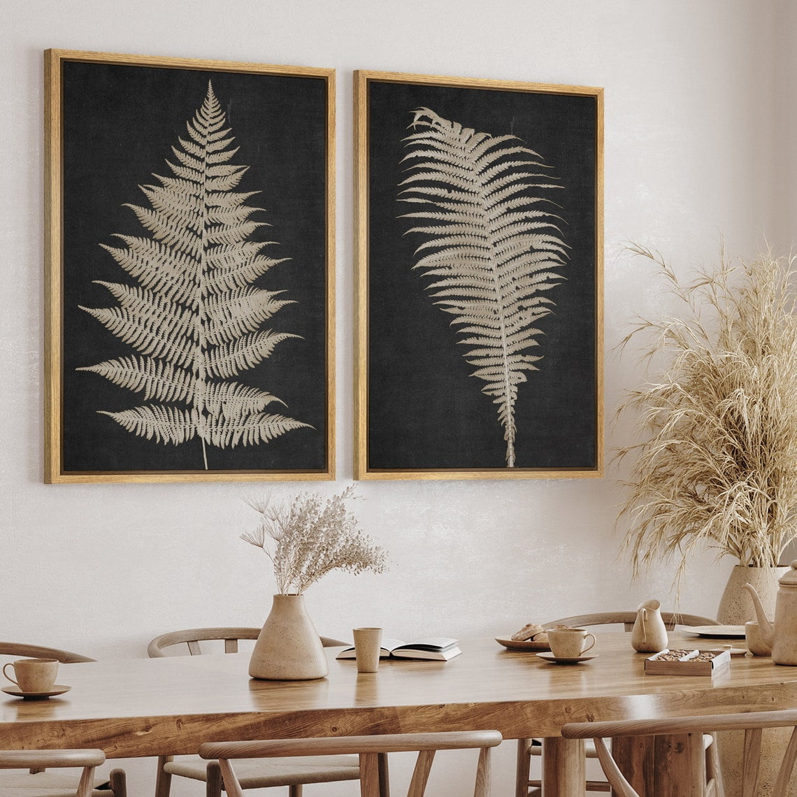 DustinWay Fern Leaf Wall Art Set, Minimalist Botanical Artwork For ...