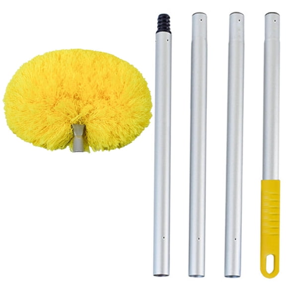 Dusting Brush, Extendable Duster For Ceiling Fans, Cobwebs, Furniture - Yellow, Detachable, Bendable Head For Hard-To-Reach Areas, Home, Office, Car Cleaning