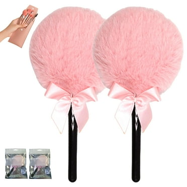 Dusting Powder Puff Lollipop, Lollipop Duster Body Powder Puff, Soft Cosmetic Makeup Puffs with Long Handle for Loose Powder Body Powder Face Powder Makeup (Pink*2)