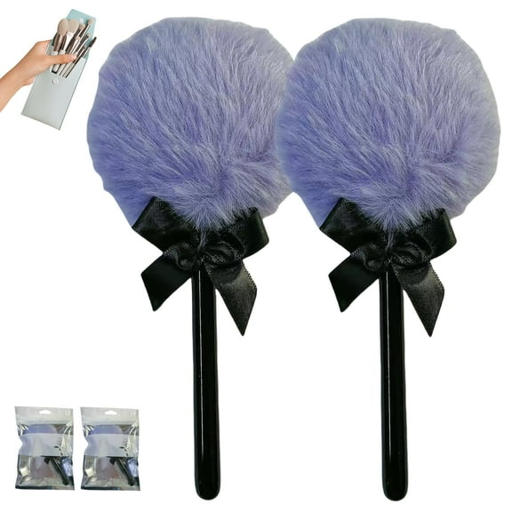 Dusting Powder Puff Lollipop, Lollipop Duster Body Powder Puff, Soft Cosmetic Makeup Puffs with Long Handle for Loose Powder Body Powder Face Powder Makeup (Purple*2)
