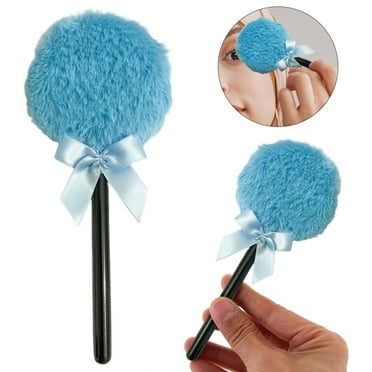 Dusting Powder Puff Lollipop – Soft Microfiber Makeup Puff with Long Ergonomic Handle, Washable Reusable Cosmetic Body Powder Applicator, Lightweight, Blue, 6.7 inch Handle