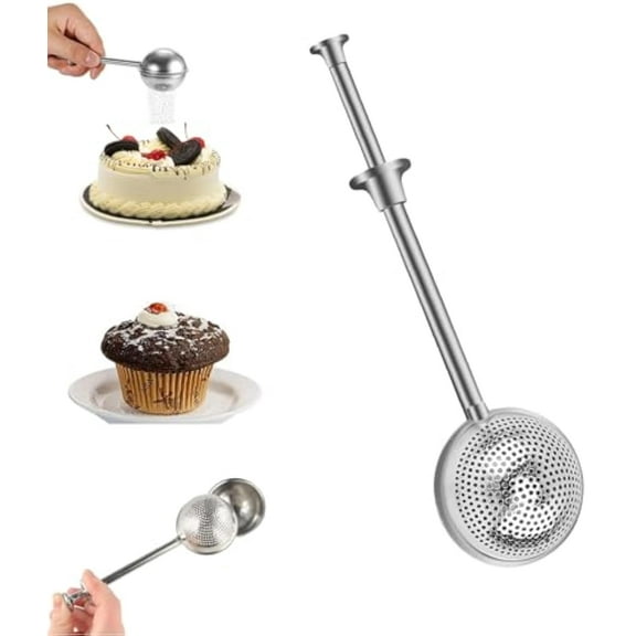 Dusting Wand for Baking, Powdered Sugar Flour Duster Dispenser Shaker, Flour Duster for Baking, Pick Up and Dust Flour Sifter, Stainless Steel Flour Shaker Duster (1 pcs)