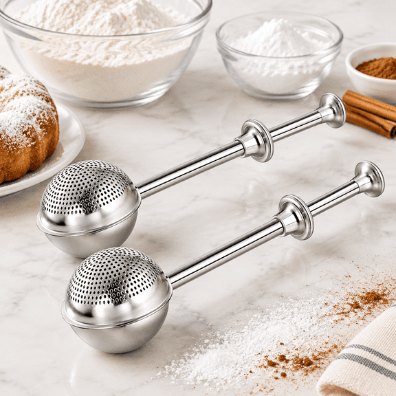Dusting Wand for Sugar, Flour and Spices, Stainless Steel Powdered Sugar Shaker Duster Sifter, Set of 2