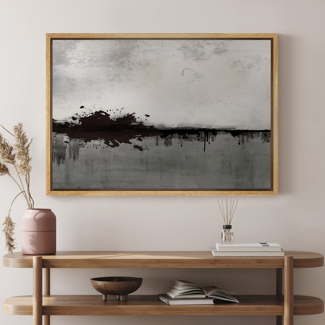 Dustinway Print Wall Art Black Gray Dark Painting Abstract