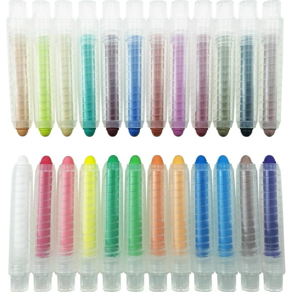 Dustless Chalk,24 Pack Dustless Chalk Non-toxic Colored Chalk 1.0mm Tip Art Tool,Colored Chalk With Holder for Whiteboard Blackboard Drawing Writing, Christmas Gifts