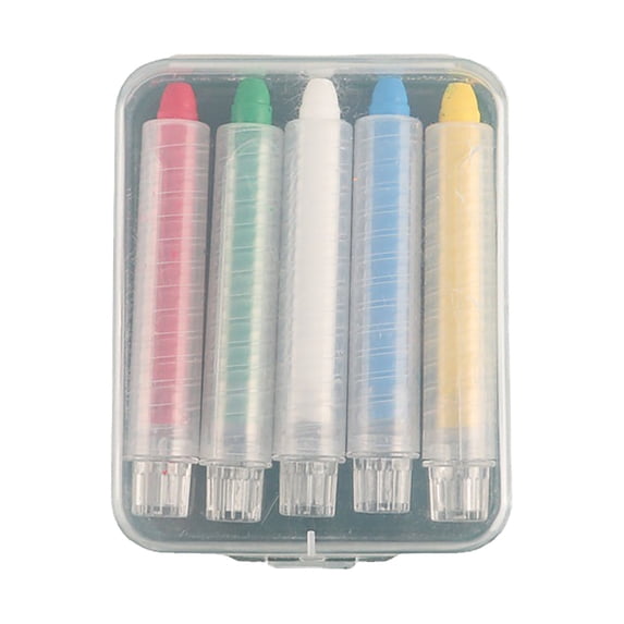 Dustless Chalk - 5 PCS Colored Non-toxic Sidewalk Chalk with Holder, Dust-free Washable Toddler Chalk, Art Tool for Outdoor Blackboard Drawing Writing