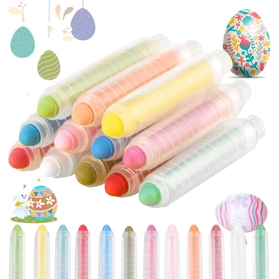 Dustless Chalk, Easter Basket Stuffers, Colored Washable Chalk, Drawing Art Supplies Arts Crafts for Doodling, Drawing, Writing (12Pcs)