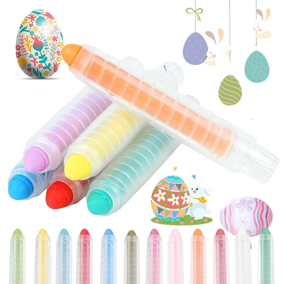 Dustless Chalk, Easter Basket Stuffers, Colored Washable Chalk, Drawing Art Supplies Arts Crafts for Doodling, Drawing, Writing (6Pcs)
