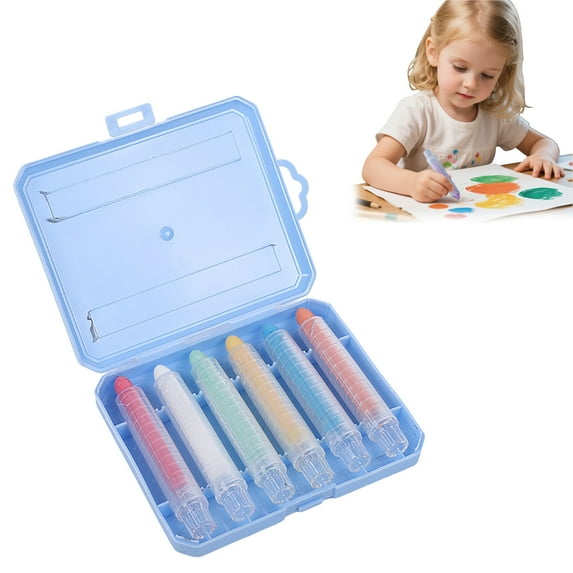 Dustless Chalk for Indoor Chalkboard 6 Colors Washable Sidewalk Chalk Set with Protective Holder Box Mess-Free Whiteboard Art Tool for Drawing Writing on Blackboard Papers