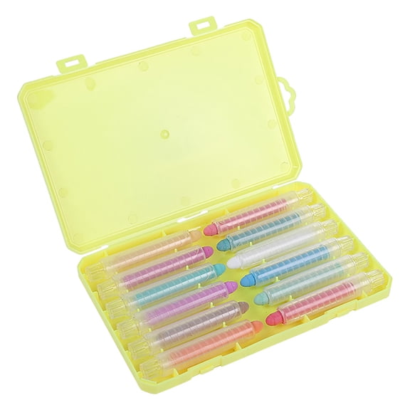 Dustless Chalk for Indoor Chalkboard, Colors Washable Sidewalk Chalk Set with Protective Box, Mess-Free for Drawing on Chalkboards, Papers, Sidewalks, Outdoor Art Play, Yellow, 12 Pcs