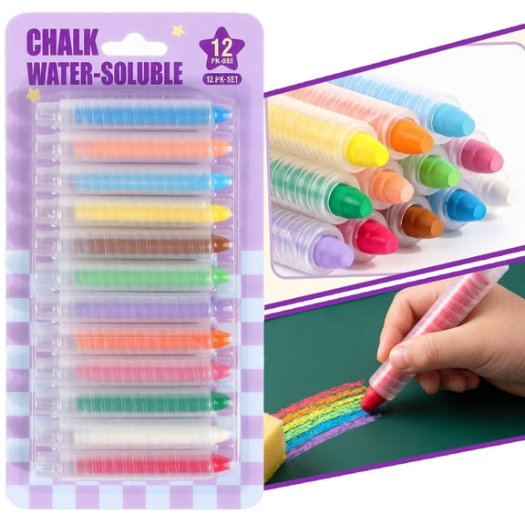 Dustless Chalk for Kids Washable Sidewalk Chalk Set with Holders Fine Tip Non-Toxic Chalk Markers for Outdoor Play Blackboard Paper — Perfect for Toddlers Boys Girls
