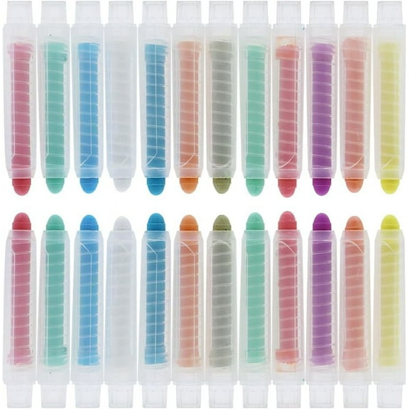 Dustless Chalk Non-Toxic Colored Chalk 1.0mm Tip Art Tool,Color Chalk,Drawing Chalk for Chalkboard Blackboard Drawing Writing, 24 Pack (Random Colours)