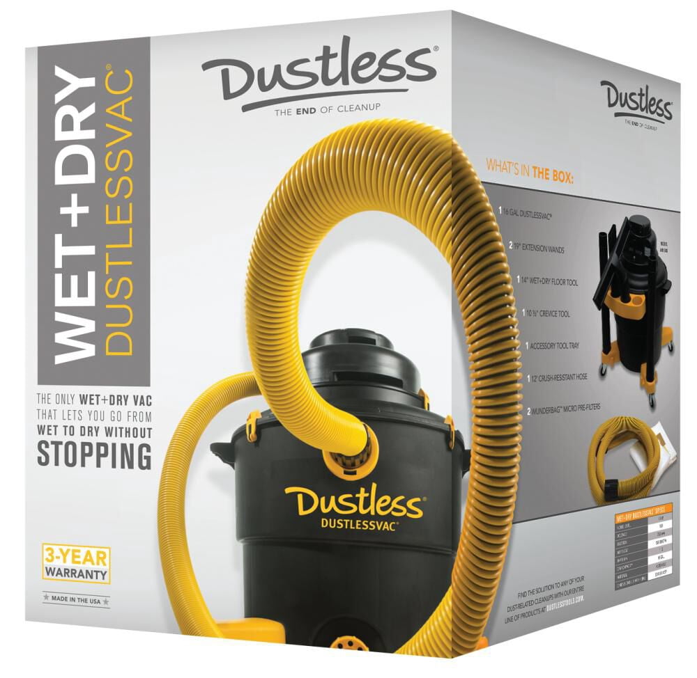 Dustless Technologies Dust Extractor, 14 gal, HEPA, 131 cfm, 5 hp D1606