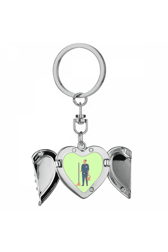 Dustman Janitor Binman Seiketsu Sanitation Heart Angel Wing Key Chain Holder