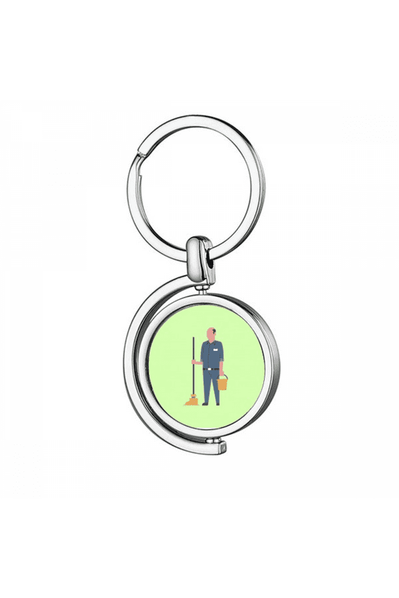 Dustman Janitor Binman Seiketsu Sanitation Rotating Keychain Metal Keyring Holder