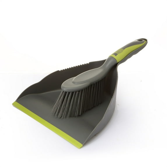 Dustpan and Brush Set, Small Brushes for Cleaning, 7 in Overall Length, Broom with Dustpan Combo Set, desk office Tidying, Work desk Use, Gray Green, 2 Pc