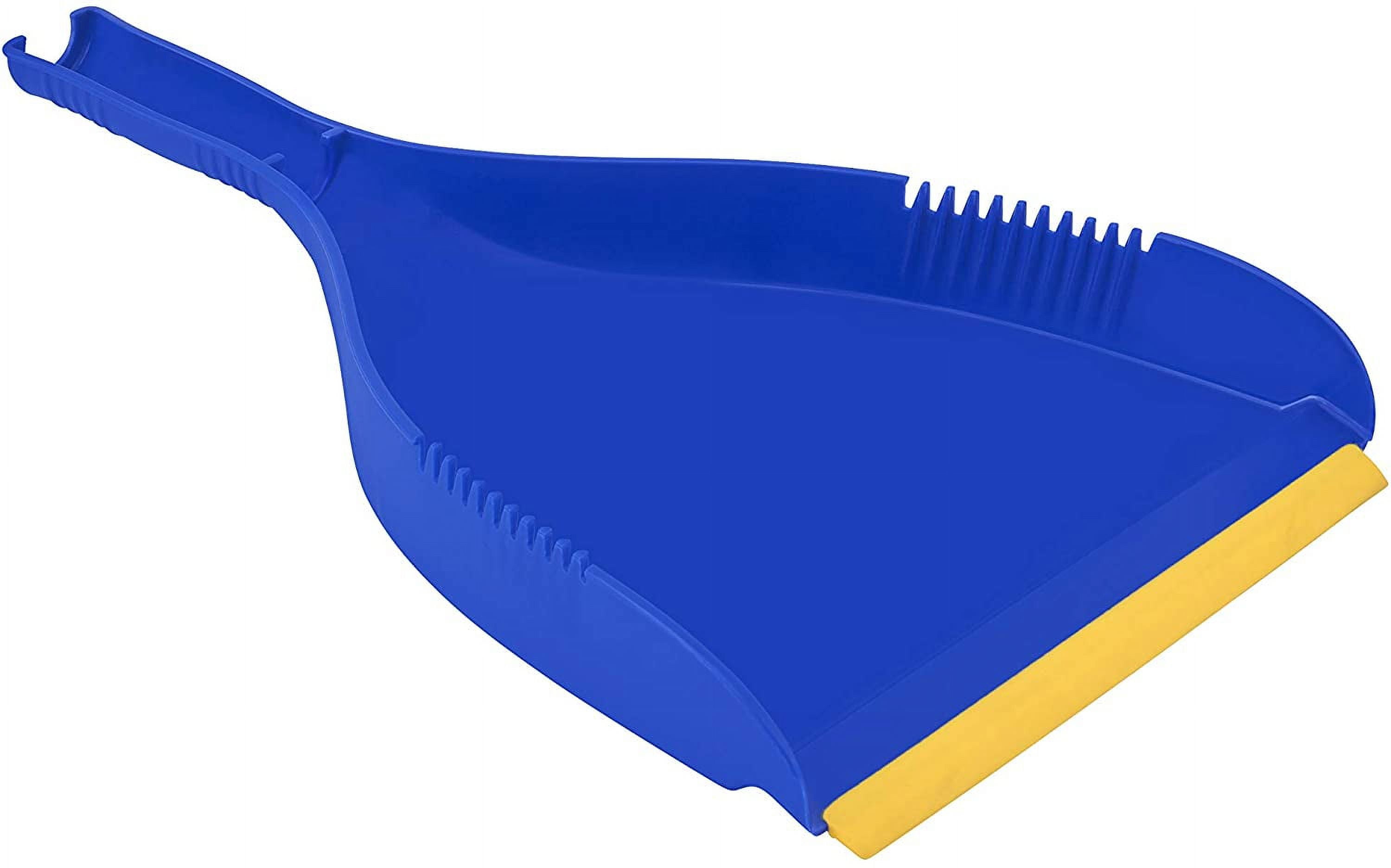 Dustpan Heavy Duty Blue Plastic, Easy Grip C On Dust Pan With Rubber