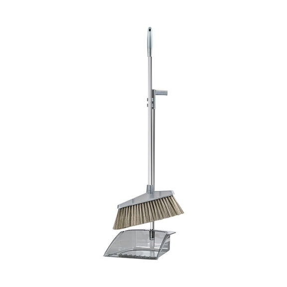 Dustpan Long Handle And Broomstick Set for Home Kitchen Floors with Adjustable Pole and Built-In Comb for Pet Hair